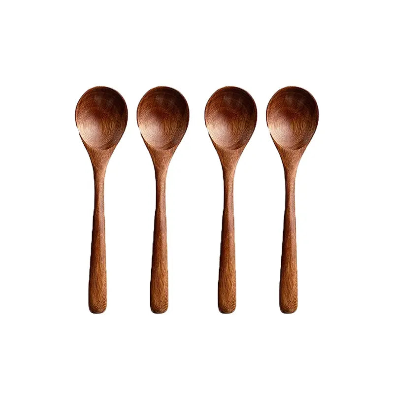 Natural Wooden Spoon Set of 4/6, Durable Eco-Friendly Long-Handled Cooking Spoons in Assorted Sizes for Cooking, Baking and Serving, Kitchen Utensils #GLOBAL PICKS